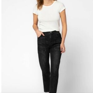 Velvet Heart Elina High Rise Straight Leg Jeans, Black/Gray, L